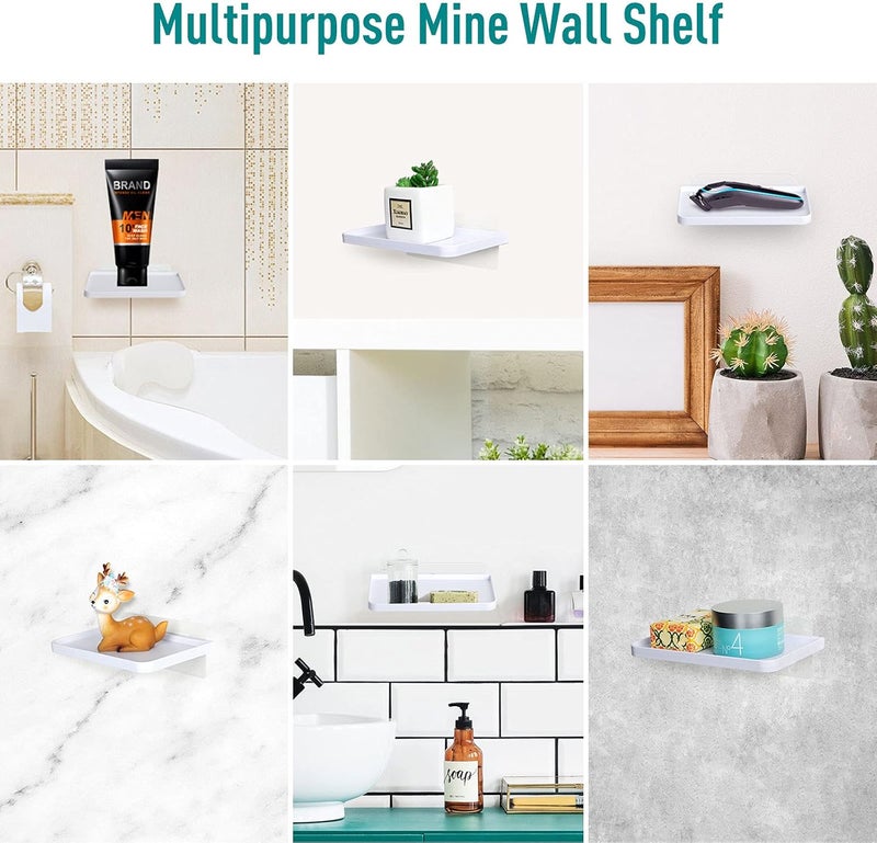 Chunful 2 Pieces Wall Phone Holder Adhesive Wall Mount Universal Shelf Plastic Cell Phone Stand for Most Smartphones in Bathroom Kitchen Toilet, White - Image 2